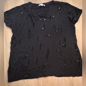 Iro distressed linen blend tee